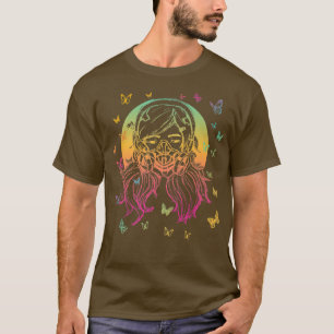Camiseta Garota Colorida de Animação com Borboletas Premium