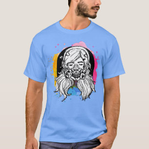 Camiseta Garota Colorida de Animação com Máscara de Gás (2)