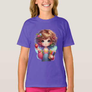 Camiseta Garota Colorida Pronta para Diversão Escolar