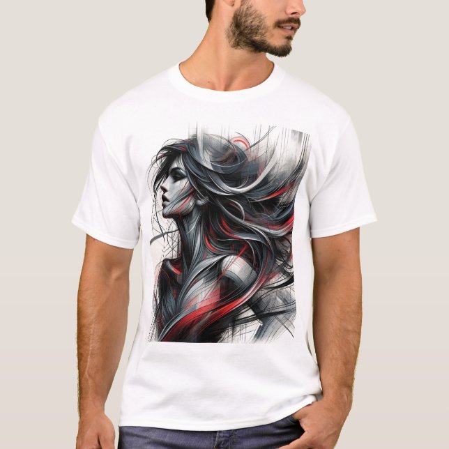 Camiseta Garota com cabelo de fogo (Frente)