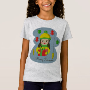 Camiseta Garota com caixa de presentes de Natal