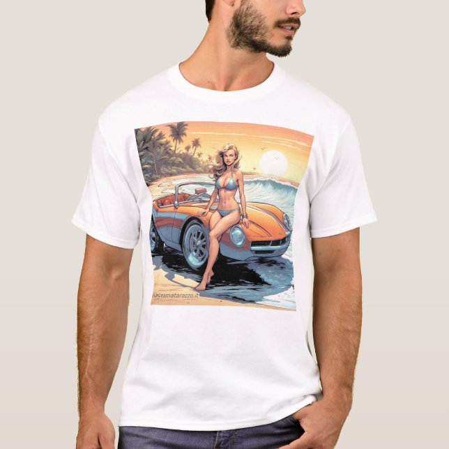 Camiseta Garota com carro esportivo (Frente)