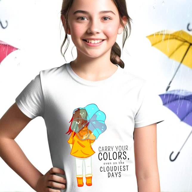 Camiseta Garota com guarda-chuva no Desenho Eólico (Criador carregado)