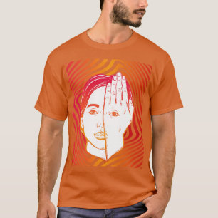 Camiseta Garota Com Olho Em Mão Psicodélica Backgrão Hiponé