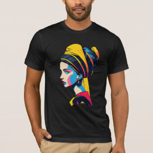 Camiseta Garota Com Um Olhar De Pérolas   Pop Art nº 3