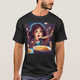 Camiseta Garota comendo espaguete