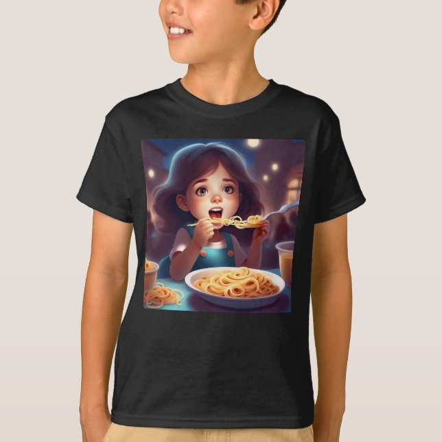 Camiseta Garota comendo espaguete (Frente)