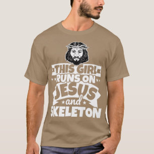 Camiseta Garota corre em Jesus e esqueleto 