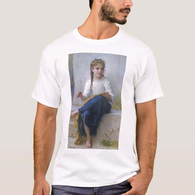 Camiseta Garota costurando, Bouguereau (Frente)
