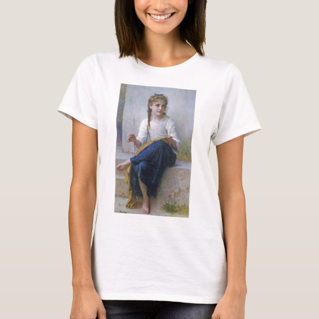 Camiseta Garota costurando, Bouguereau (Frente)