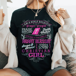 Camiseta Garota Cristã que Crê na Bíblia Fé Religiosa Jesus