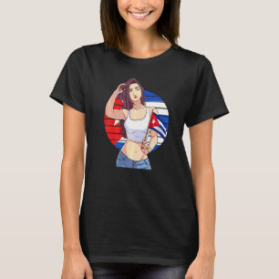 Camiseta Garota Cubanita Bandeira de Cuba Orgulho Cubano Hi