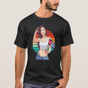 Camiseta Garota Cubanita Bandeira de Cuba Orgulho Cubano Hi