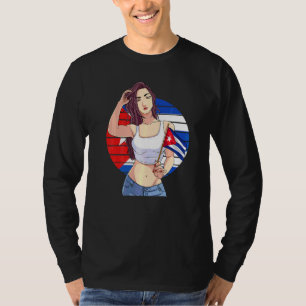 Camiseta Garota Cubanita Bandeira de Cuba Orgulho Cubano Hi