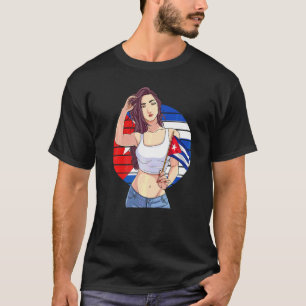 Camiseta Garota Cubanita Bandeira de Cuba Orgulho Cubano Hi