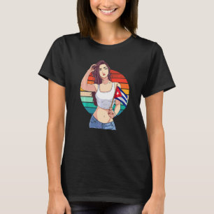Camiseta Garota Cubanita Bandeira de Cuba Orgulho Cubano Hi