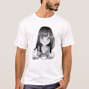 Camiseta Garota da Escola Tímida - Anime Kawaii Bonito - A