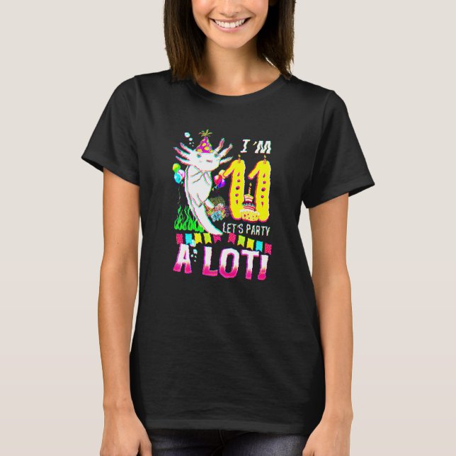Camiseta Garota da Festa de aniversário Axolotl de 11 anos (Frente)