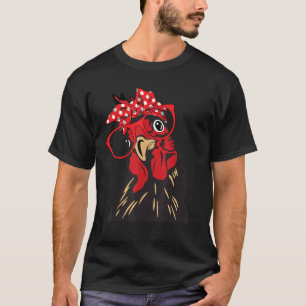 Camiseta Garota das Mulheres Bonitas Galinha com Bandana He
