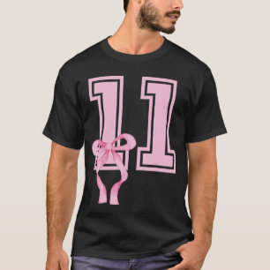 Camiseta Garota de 11 Anos de Aniversário Coquette Laço Ros
