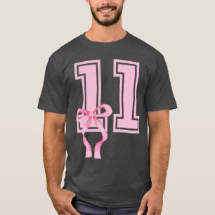 Camiseta Garota de 11 Anos de Aniversário Coquette Laço Ros