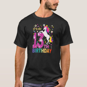 Camiseta Garota de 13 anos Unicórnio É meu aniversário 13