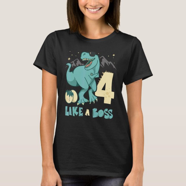 Camiseta Garota de 4 anos como chefe Rex (Frente)