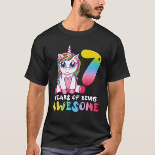Camiseta Garota de 7 anos Clássica de Aniversário do Unic