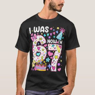 Camiseta Garota de 7 Anos de Idade Engraçada Seis Sete Eu E