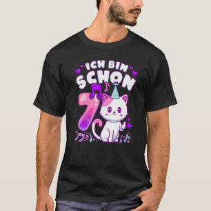 Camiseta Garota de 7 anos de idade, pop K, gatinha, em germ