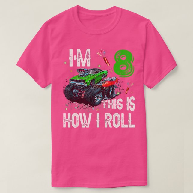 Camiseta Garota de 8 anos Presente 8 anos Garoto Monster Ca (Frente do Design)