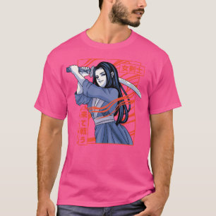 Camiseta Garota de Animação Katana Japonesa