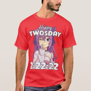 Camiseta Garota de Anime 22-22 de 22 de 22 Dedos Pose de Pa
