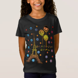 Camiseta Garota de aniversário da Torre Eiffel Paris dá lem