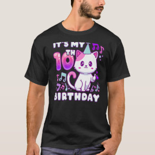 Camiseta Garota de aniversário de 10 anos, gatinho do pop K