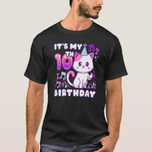 Camiseta Garota de aniversário de 10 anos, gatinho do pop K