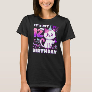 Camiseta Garota de aniversário de 12 anos, gatinho do pop K