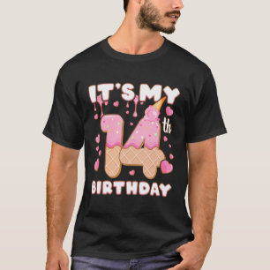Camiseta Garota De Aniversário De 14 Anos Sorvete É Meu Par