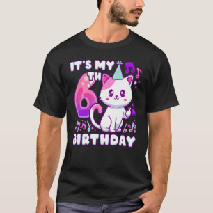 Camiseta Garota de aniversário de 6 anos, gatinho do pop K