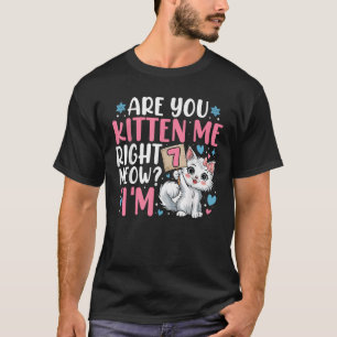 Camiseta Garota de Aniversário de 7 7 anos e 7 anos, gatinh