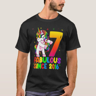 Camiseta Garota de aniversário de 7 anos do Unicórnio Flosn