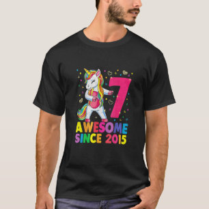 Camiseta Garota de aniversário de 7 anos do Unicórnio Flosn