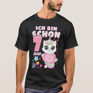Camiseta Garota de aniversário de 7 anos unicórnio gato ale