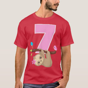 Camiseta Garota de Aniversário de 7 de Urso Leve, 7 Anos
