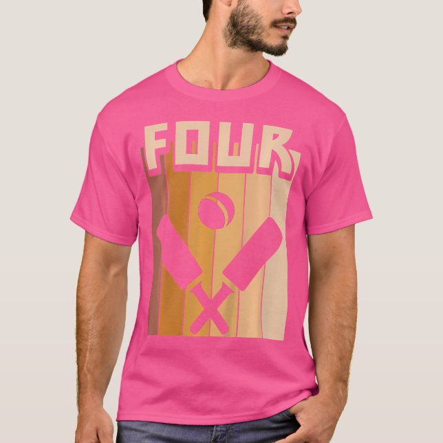 Camiseta Garota De Aniversário De Críquete De 4 Anos (Frente)