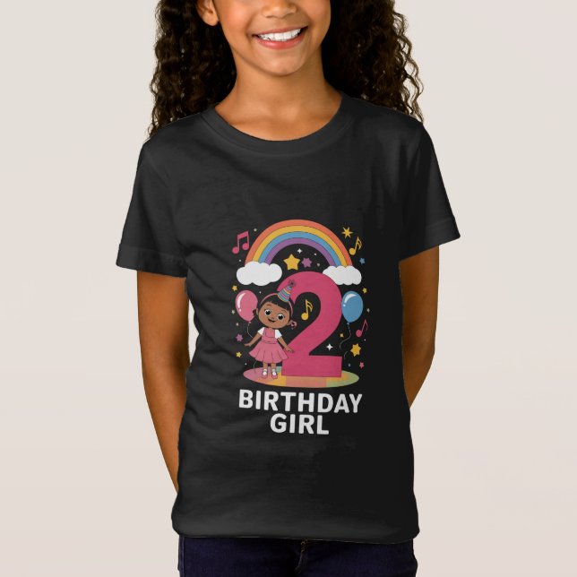 Camiseta Garota de Aniversário de Dois Anos segundo anivers (Frente)