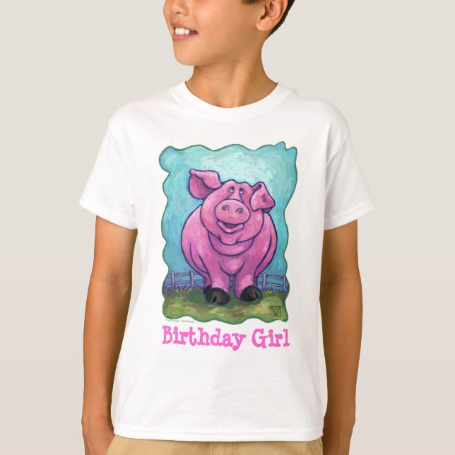 Camiseta Garota de aniversário de porco (Frente)