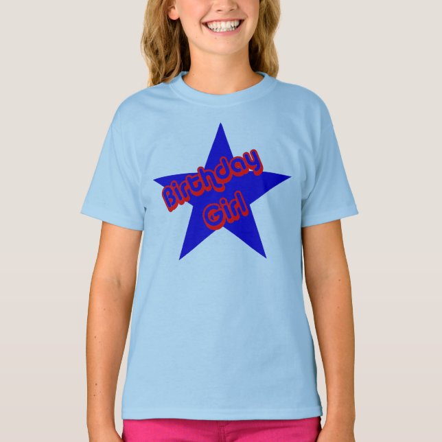 Camiseta Garota de Aniversário Design Cute (Frente)