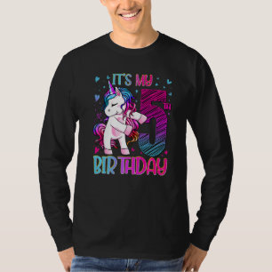 Camiseta Garota de Aniversário do 5 de Flautim Unicorn, 5 a