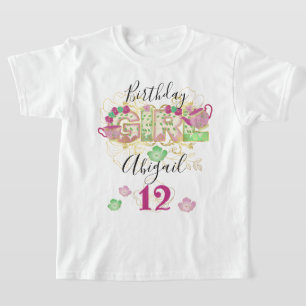 Camiseta Garota de aniversário do Tea Party Idade fabril